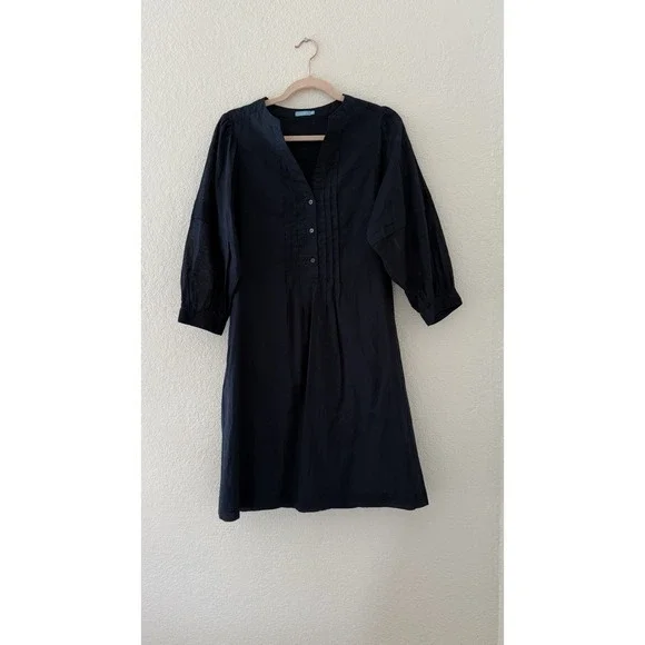 J. McLaughlin Pullover Sabina Cotton Dress Size S Pleated Balloon Sleeves Navy